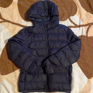 Uniqlo navy hooded parka 11-12